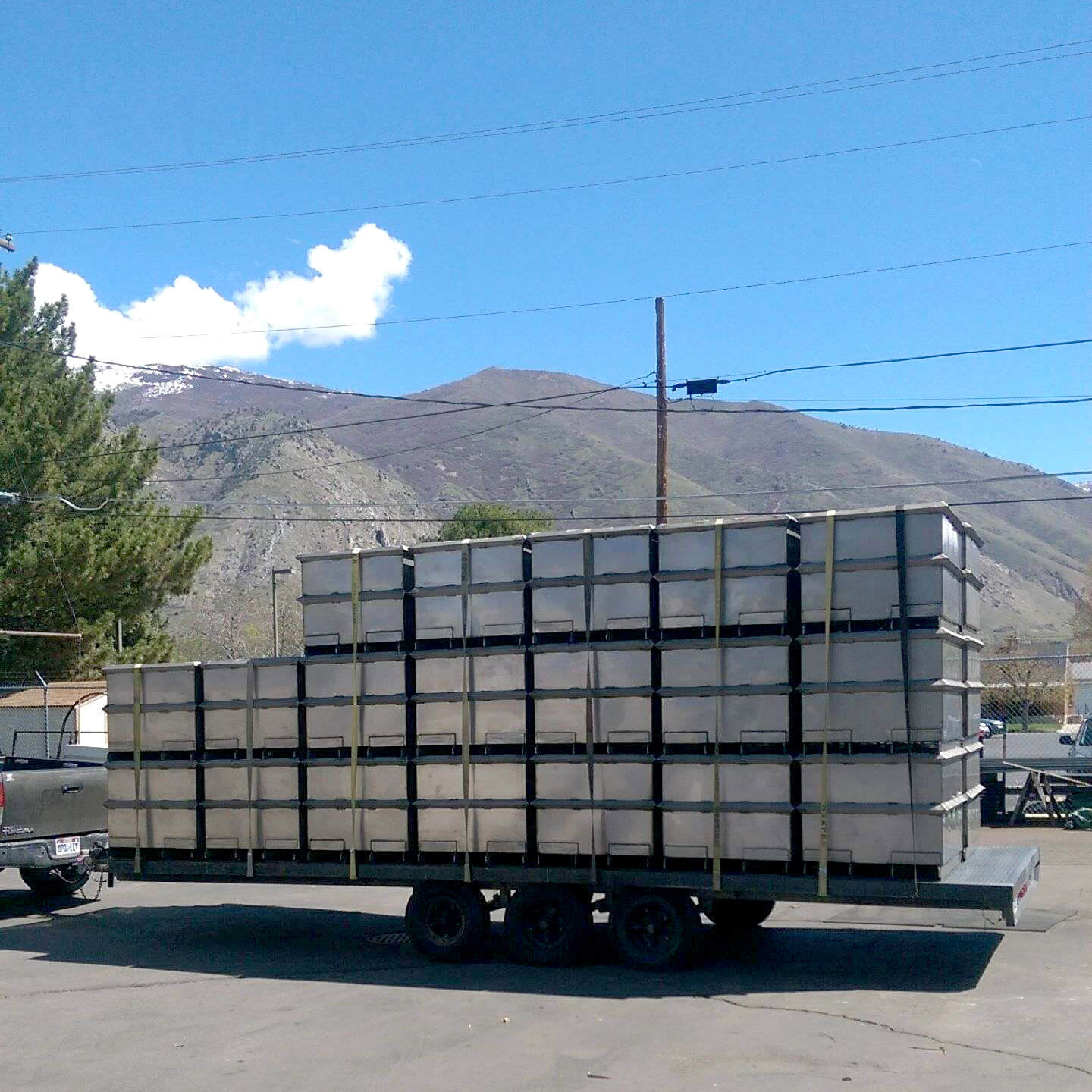 Multiple Cherry Tanks stacked onto trailer